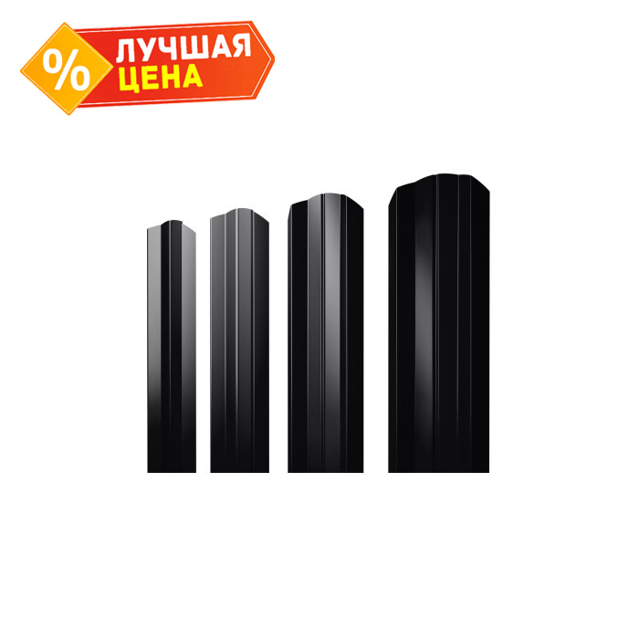 Штакетник М-образный В Grand Line 0,45 Полиэстер - double RAL9005 Черный