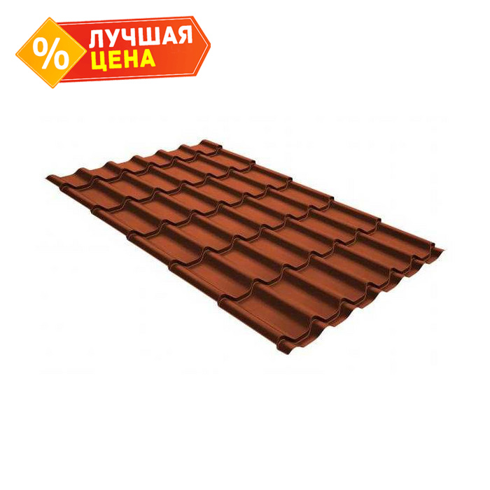 Металлочерепица Grand Line Classic (Классик) 0,5 GreenCoat Pural RR 750 Кирпично-красный