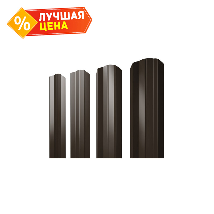 Металлический штакетник М-образный Grand Line 0,5 Velur RR 32 Темно Коричневый