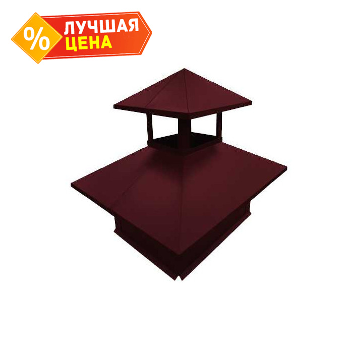 Дымник на трубу двойной 520х390мм 0,5 Quarzit с пленкой RAL 3005