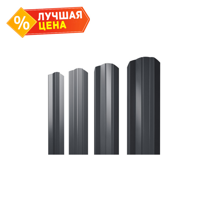 Штакетник М-образный А Grand Line 0,4 Полиэстер RAL7024 Мокрый Асфальт