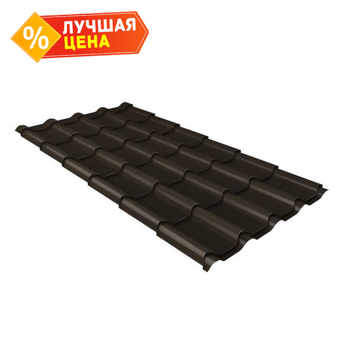 Металлочерепица Grand Line Kamea (Камея) 0,5 Quarzit RR 32 Темно-коричневый