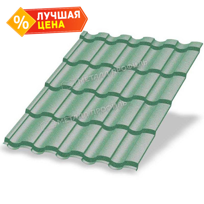 Металлочерепица Металл-Профиль Монтекристо-X 0,5 PURMAN® Tourmalin Светло-зеленый металлик