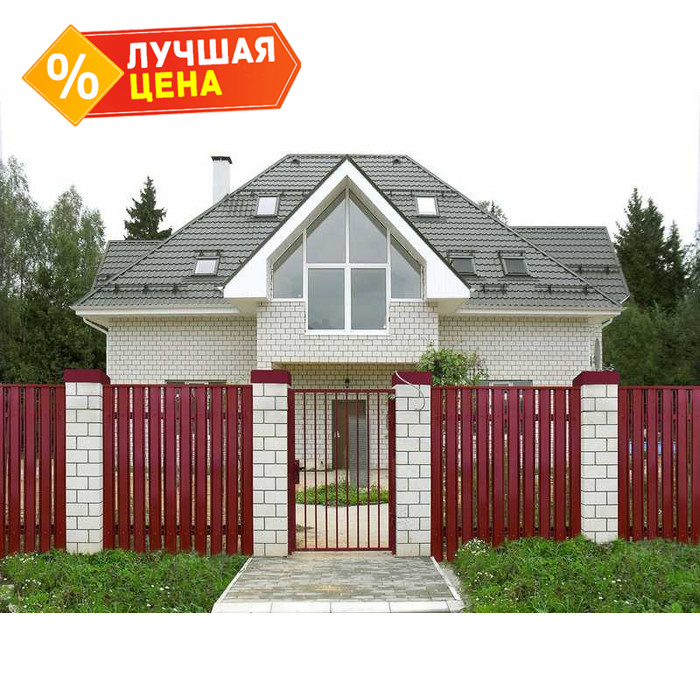 Металлический штакетник для забора П-образный А фигурный Grand Line 0,4 Print Premium Golden Wood