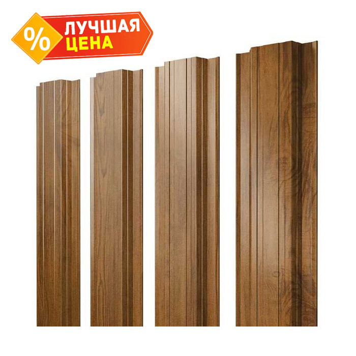 Штакетник Прямоугольный Grand Line 0,45 Print-double Premium Golden Wood Golden Wood