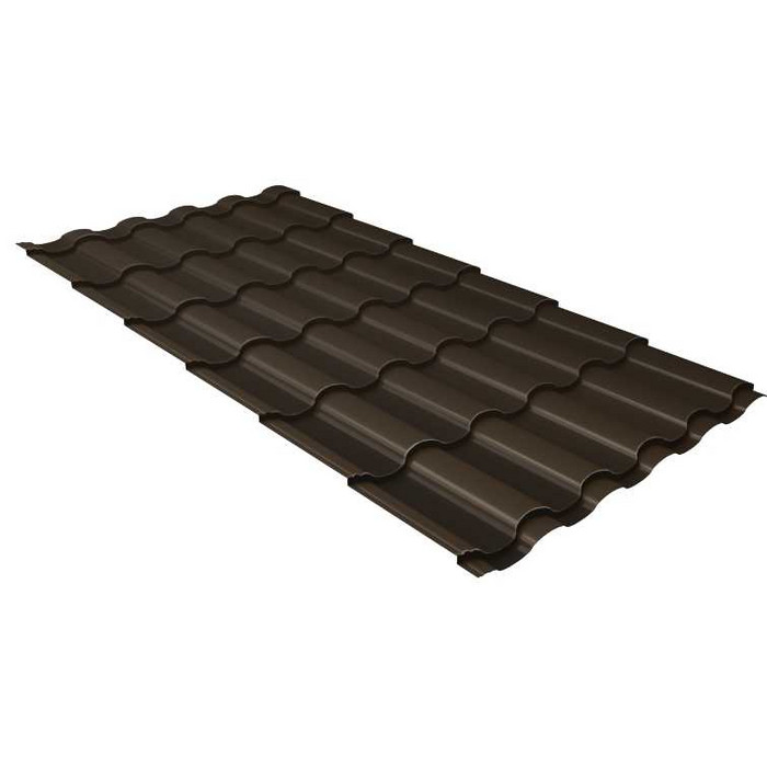 Металлочерепица Grand Line Kredo (Кредо) 0,5 GreenCoat Pural Matt BT RR 32 Темно-коричневый